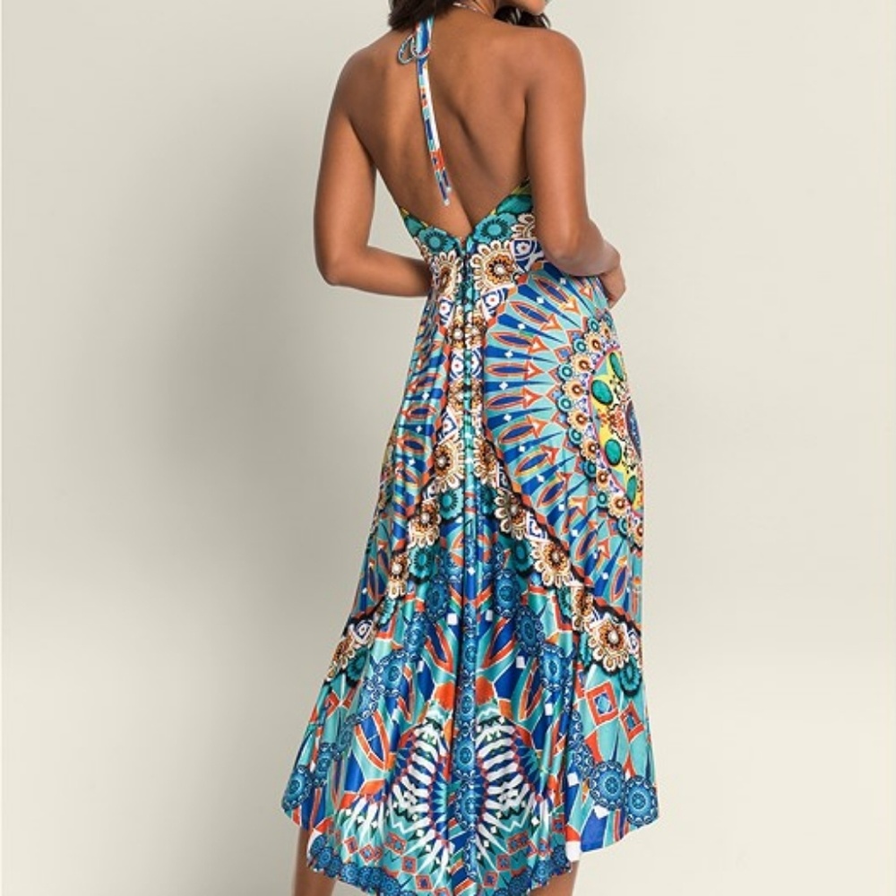 NWOT Venus Blue Tile print maxi dress